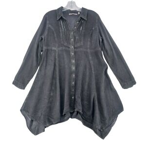 Soft Surroundings Gray Button Down Tunic Dress Size Small